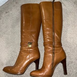 Michael Kors Hamilton Brown Leather Heel Boot